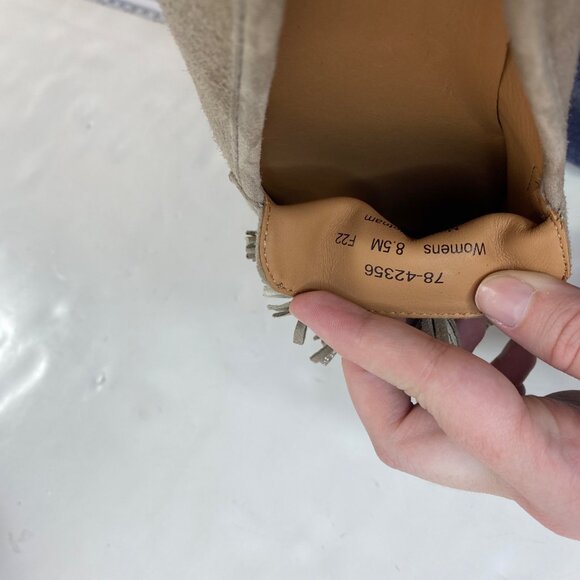 Johnston & Murphy Womens Suede Taupe Tassel Loafers Platform Wedge Size 8.5 - Picture 8 of 8